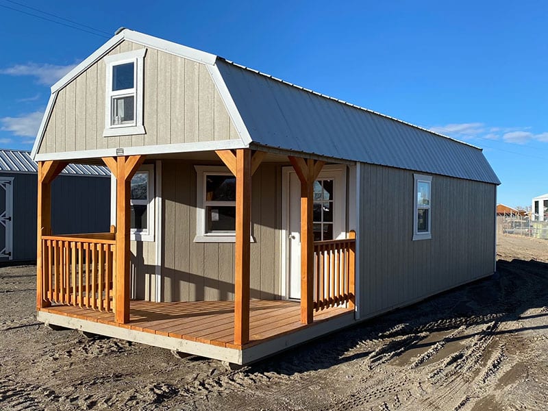 Deluxe Lofted Barn Cabin, front/right side angle