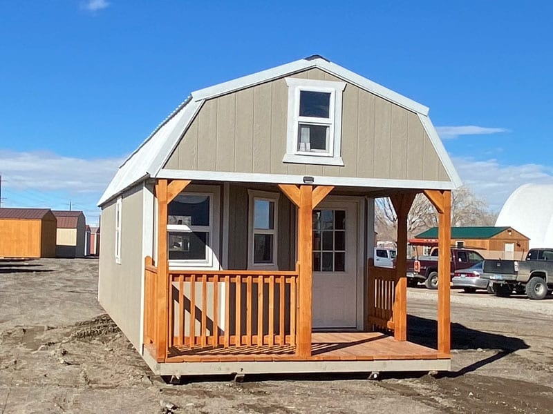 Deluxe Lofted Barn Cabin, front/side angle
