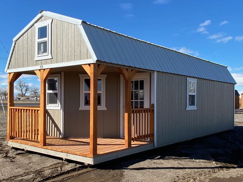 Deluxe Lofted Barn Cabin, right side/front angle