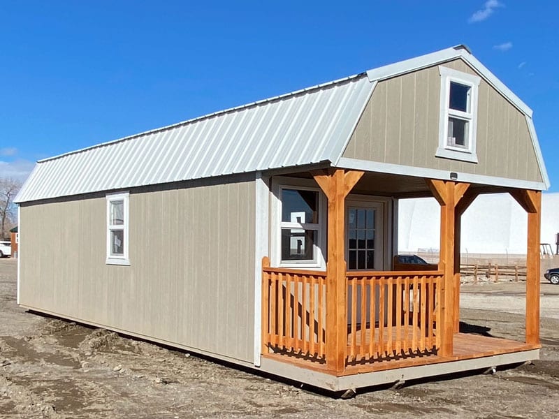 Deluxe Lofted Barn Cabin, left side/front angle