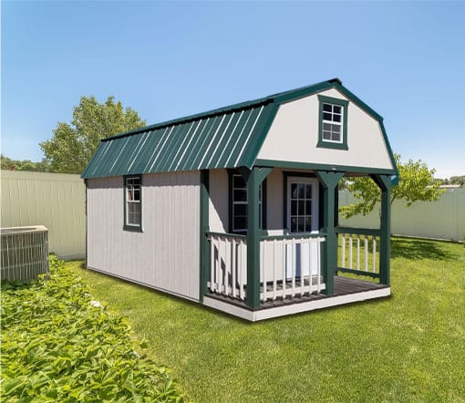 Lofted barn cabin in backyard.