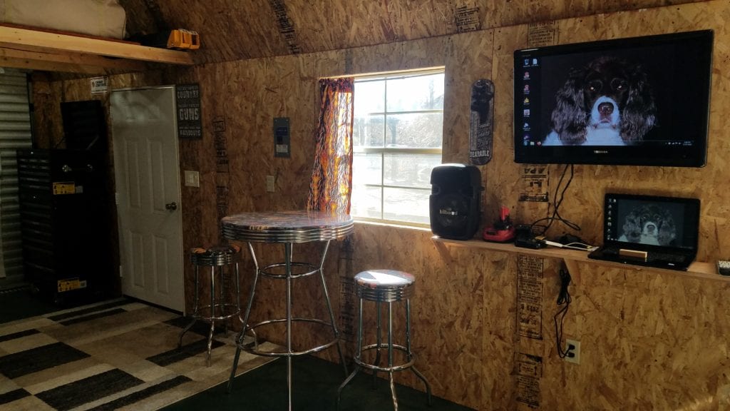 Interior View of Lofted Garage with Window