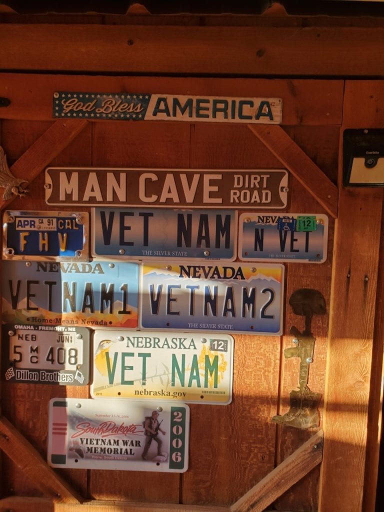 Interior of Man Cave - License Plates on the Wall