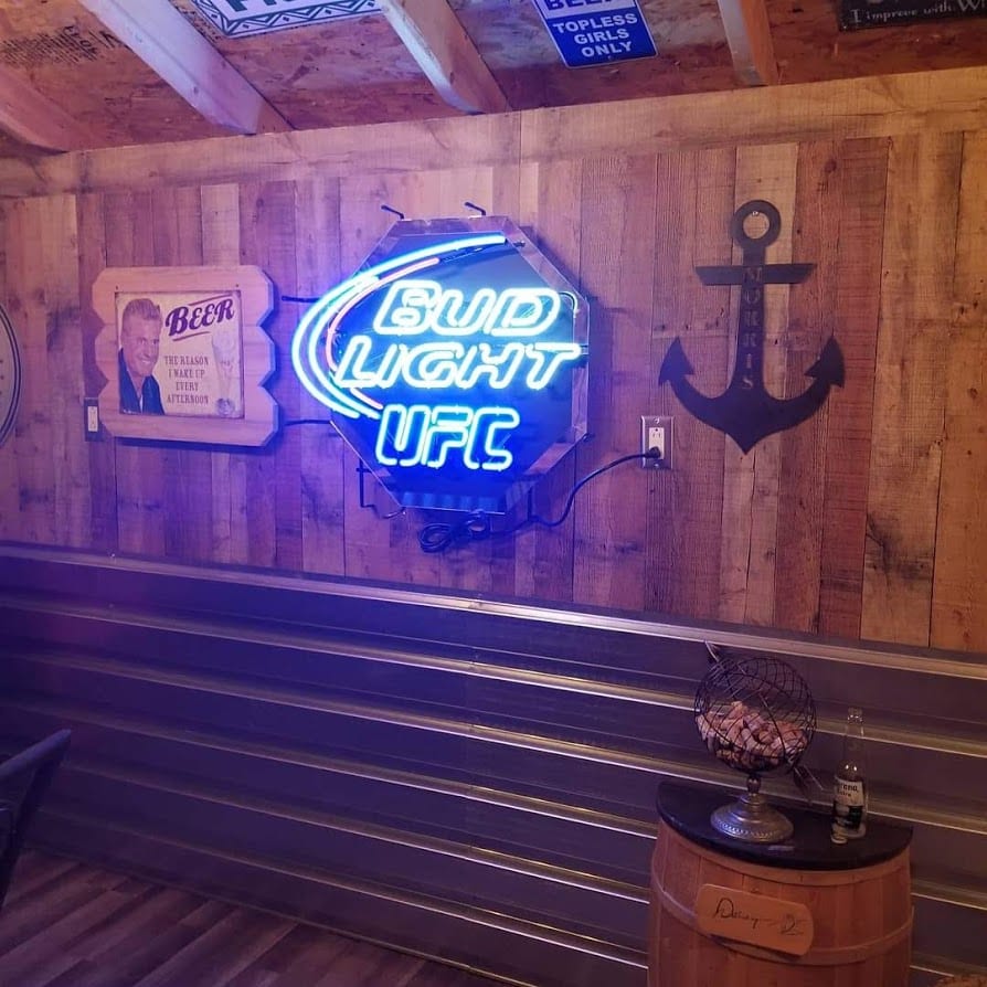 Cabin Interior with Beer Neon Sign