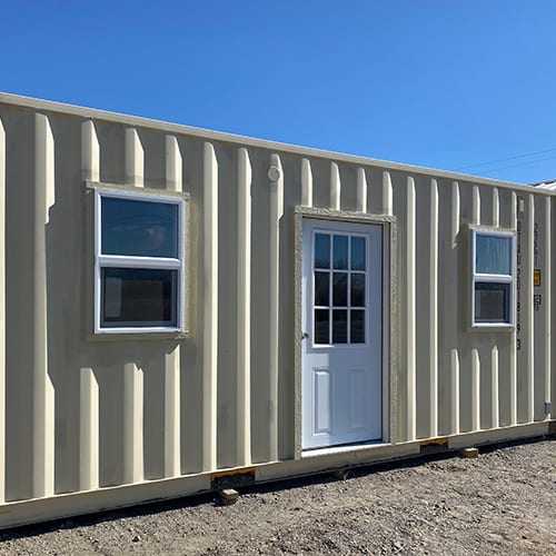 Container with door and windows